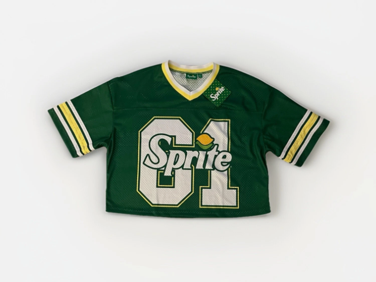 Green Sprite Logo Short Sleeve V-Neck Cropped Jersey