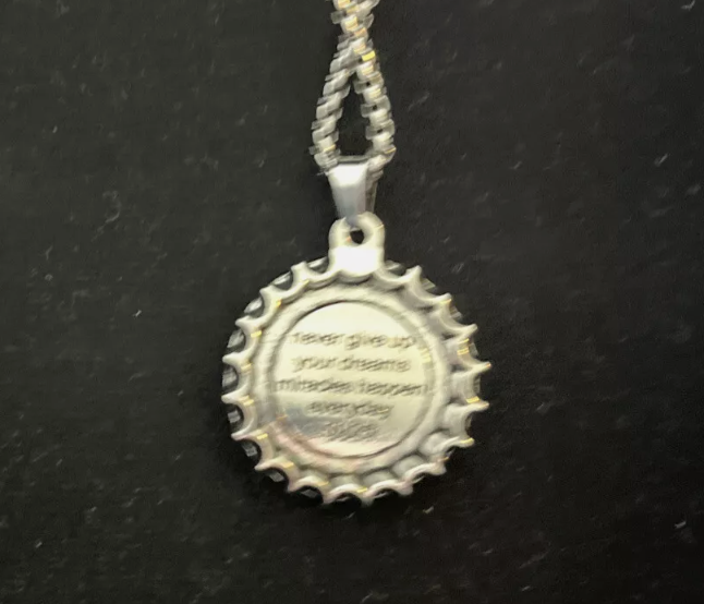 Silver Tone Drink Coca-Cola Bottle Cap on 23” Chain Pendant Necklace
