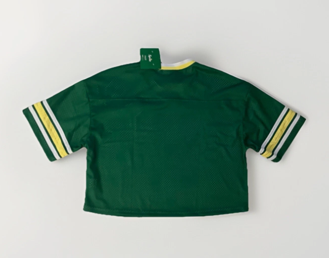 Green Sprite Logo Short Sleeve V-Neck Cropped Jersey