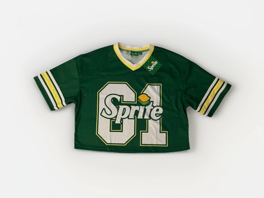 Green Sprite Logo Short Sleeve V-Neck Cropped Jersey