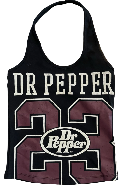 Dr Pepper Logo Black Halter Tank Top
