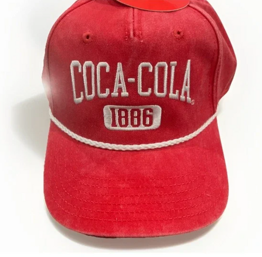 Red Embroidered Coca-Cola Coke Snapback Rope Trim Hat Cap