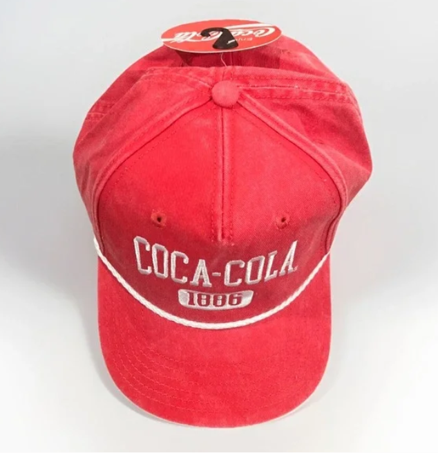 Red Embroidered Coca-Cola Coke Snapback Rope Trim Hat Cap